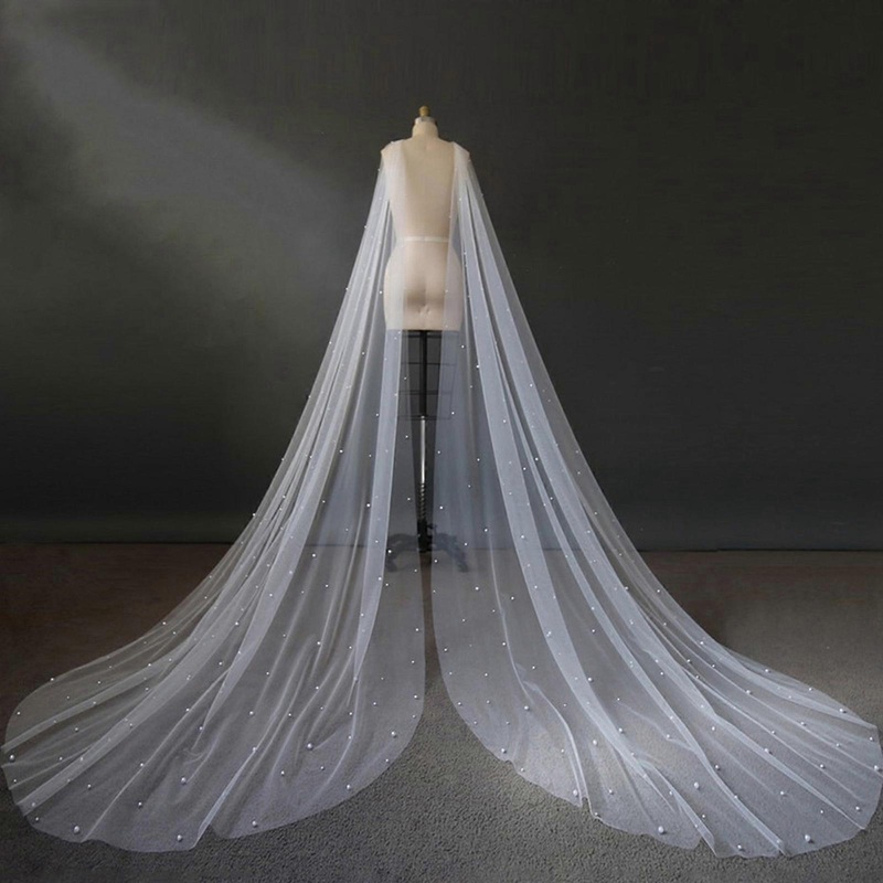 Bridal Wedding Shawl Super Long Sheer Wrap Wedding Shawl Shrug Wrap Faux Pearl Decor Shiny Shoulder Prom Capelet  White | Fruugo SG