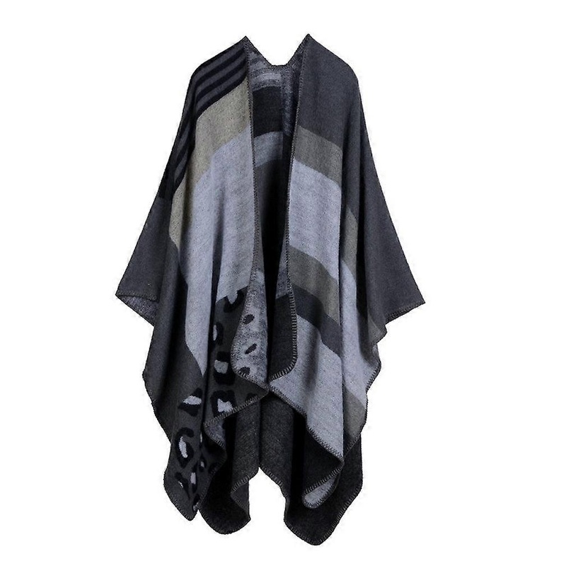 Cashmere Feel Thicken Poncho Pashmina Shawl Wrap Block Open Front Long Winter Sweater Coat | Fruugo SG