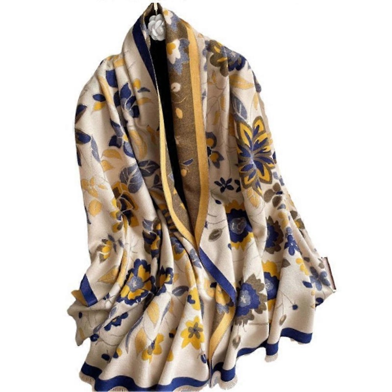 Floral Pashmina Scarf Autumn Winter Jacquard Shawl Fashion Long Warm Thicken Wrap for Lady | Fruugo SG