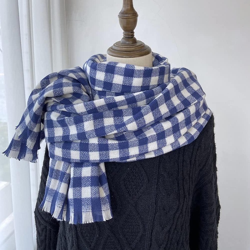 Head Scarf,winter Scarves Patchwork Lattice Tassel Soft Warm Shawl Thick Blanket Fashion Dark Blue The Soft Feel Scarf Winter Scarf Trendy Stole Scarv | Fruugo SG