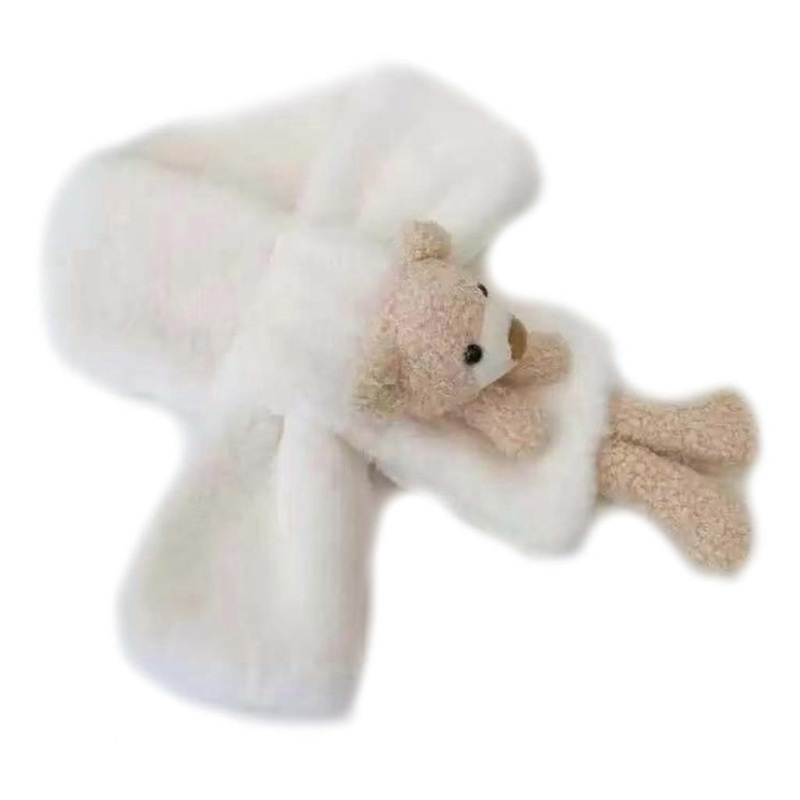 Kids Faux Fur Scarf Fluffy Furry Bear Scarf Cute Neck Warmer Winter Wrap Shawl for Girls Boys Neck Warmers For Kids  White | Fruugo SG