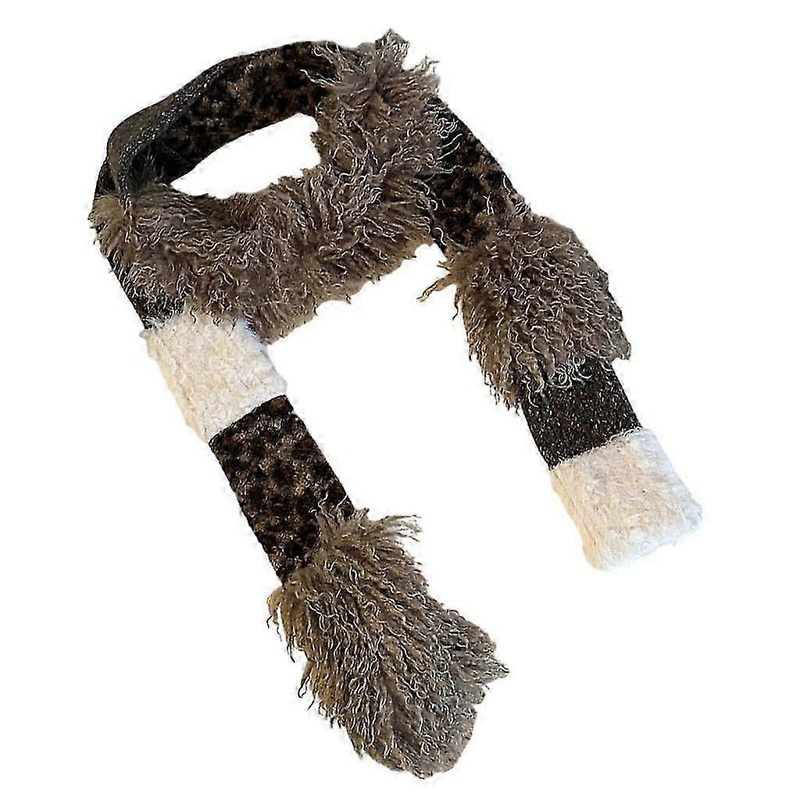 Knit Long Choker Furry Scarf For Women Leopard Print Wristband Waistband | Fruugo SG