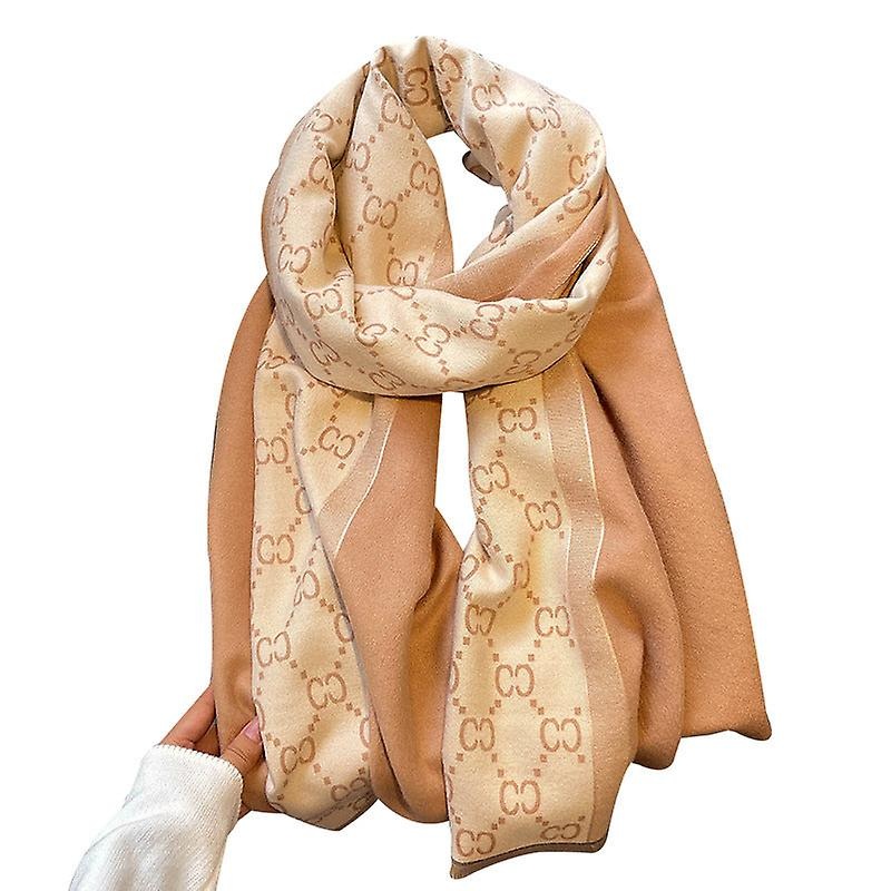 Autumn And Winter New Double C Color Matching Cashmere Double-sided Thermal Scarf Jacquard Tassel Scarf | Fruugo SG