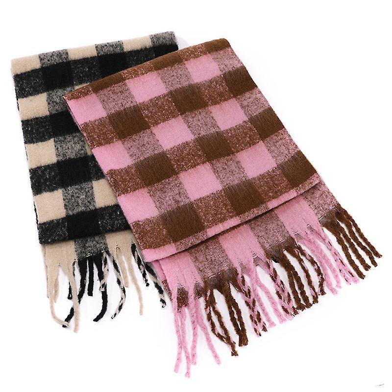 Classic Black-white Checkerboard Plaid Scarf Z Home Thickened Warm Scarf Female Winter Length Bib Shawl | Fruugo SG
