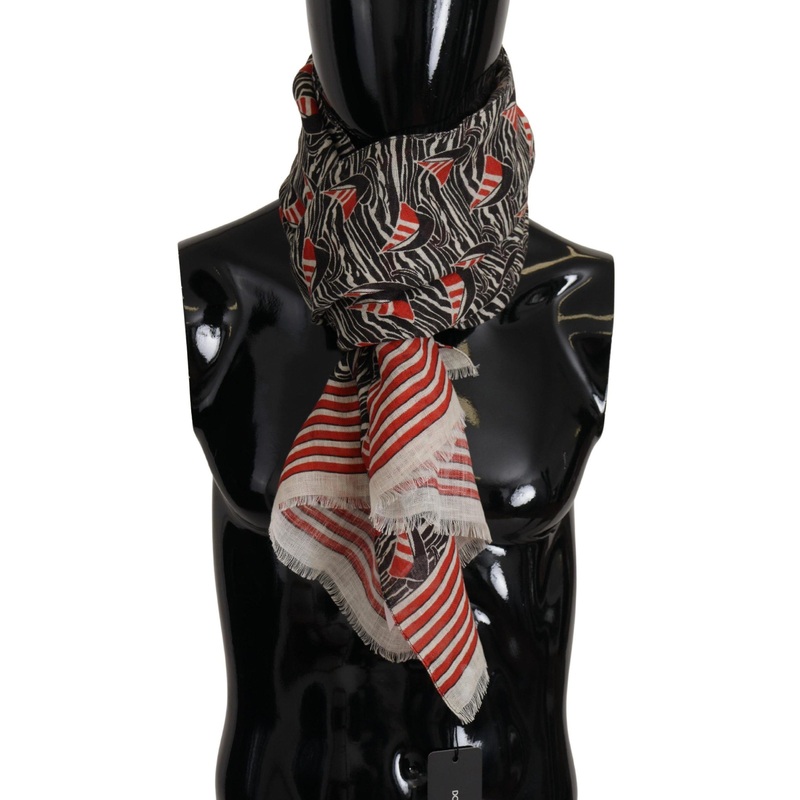 Dolce & Gabbana Black Red Linen Sailboat Stripe Print Shawl Scarf | Fruugo SG