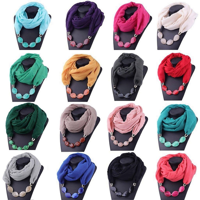 Fashion Scarf Ethnic Cotton Linen Solid Collar Tassel Gorgeous Beaded Pendants Jewelry Necklace Scarf Women Shawl Scarves | Fruugo SG