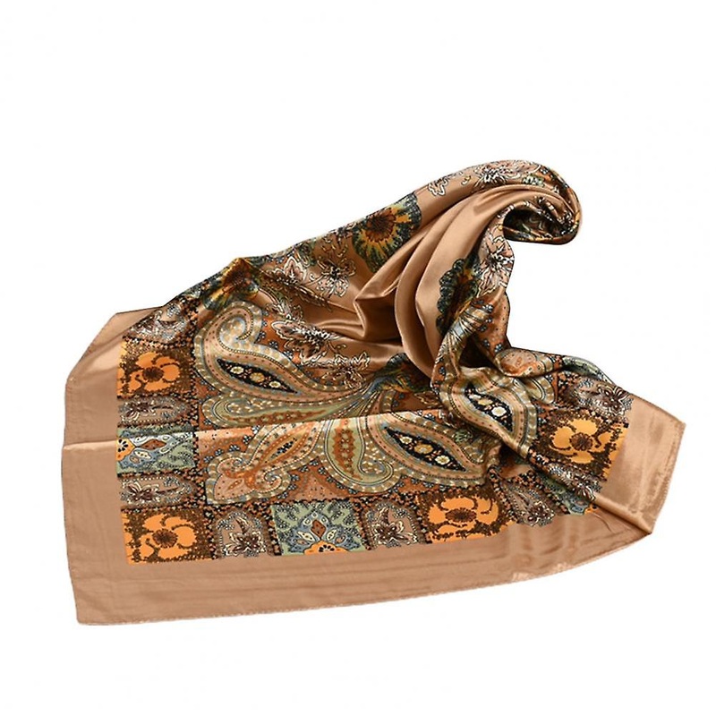 Large Cashew Flower Printed Hair Scarf Sunscreen Imitation Silk Square Smooth Retro Scarf Outdoor Women’s Turban Hair Scarf | Fruugo SG