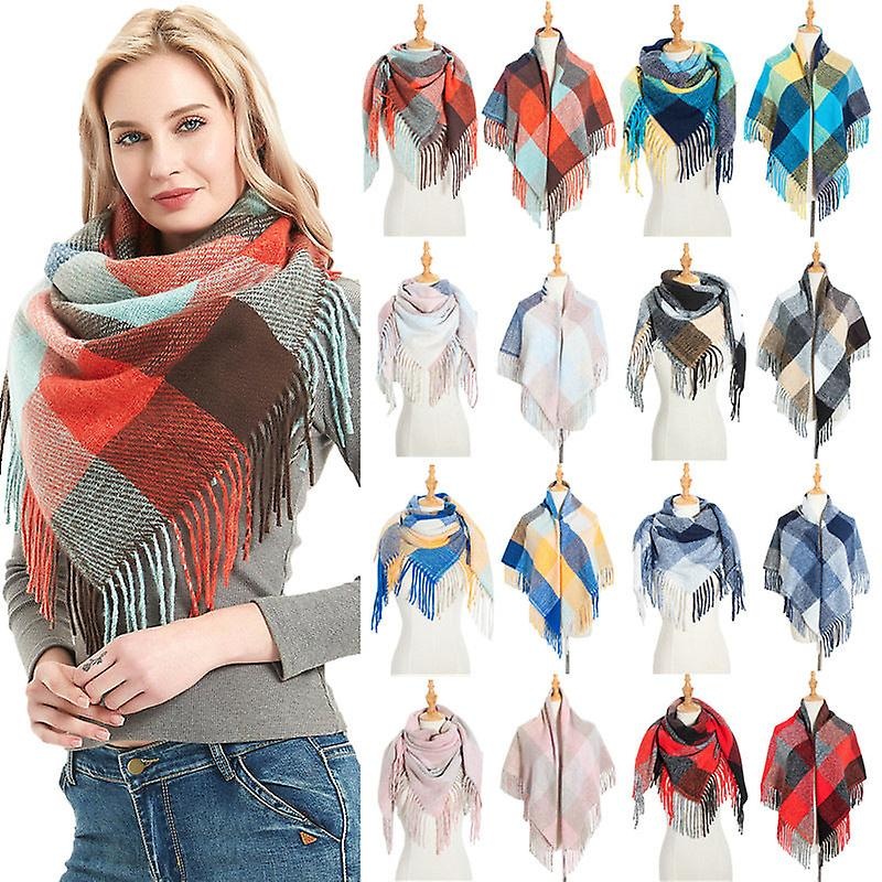 Long Fringe Plaid Scarf Autumn And Winter New Polyester Bristle Square Scarf Shawl | Fruugo SG