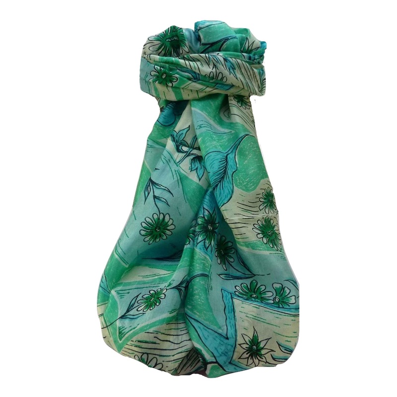 Mulberry Silk Contemporary Long Scarf Navendra Aqua by Pashmina & Silk | Fruugo SG