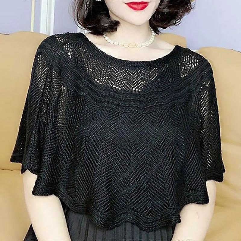 Women’s Knitted Hollow Cotton Shawl Scarf Blouse Summer Autumn Elegant Ladies Sun Protection Cloak Smock | Fruugo SG