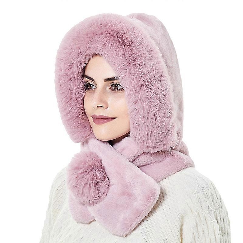 2 In 1 Ear Protection Cross Wrap Scarf Hat Women Thicken Warm Fluffy Neck Collar Cap Fashion Accessories | Fruugo SG