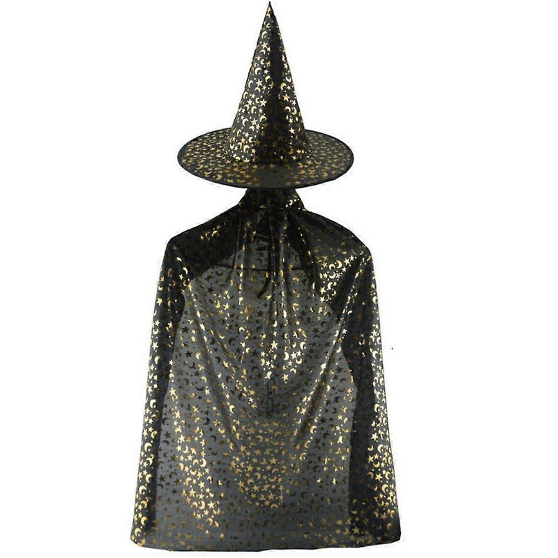 2 Pcs Kids Cosplay Witch Cloak Set Shoulder Shawl and Hat for Halloween Costume Ball | Fruugo SG