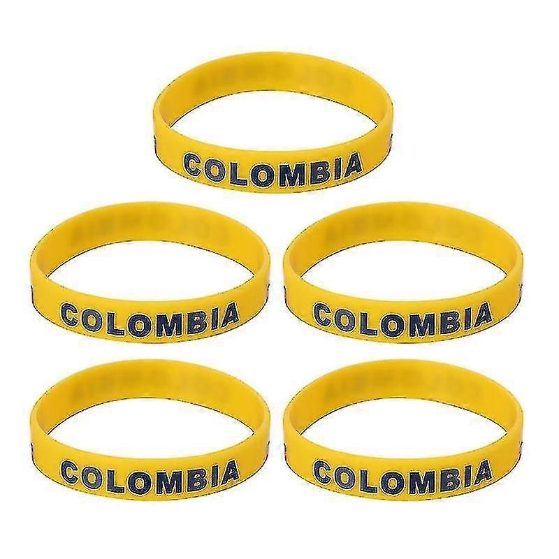 5pcs Country Flag Printed Wristband Chic Silicone Sports Bracelet Hand Ring Wristband For Sports Game Football Match (colombia) | Fruugo SG