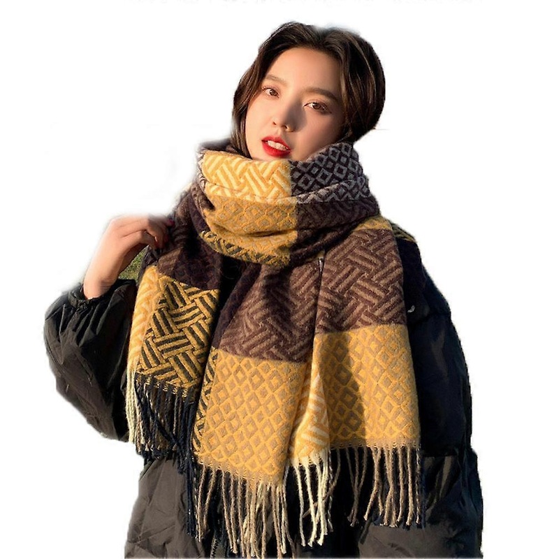 Autumn Winter Fringed Hem Shawls and Wraps Geometric Pattern Warm Poncho for Lady | Fruugo SG