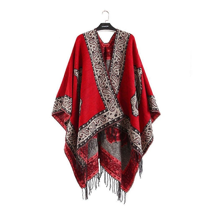 Ethnic Style Warm Shawl Wrap Lady Poncho Pashmina Cardigant Blanket with Tassel for Lady | Fruugo SG