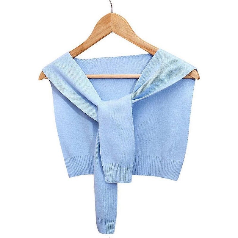 Fashion Shoulder Shawl Blue Knitting Poncho for Lady | Fruugo SG