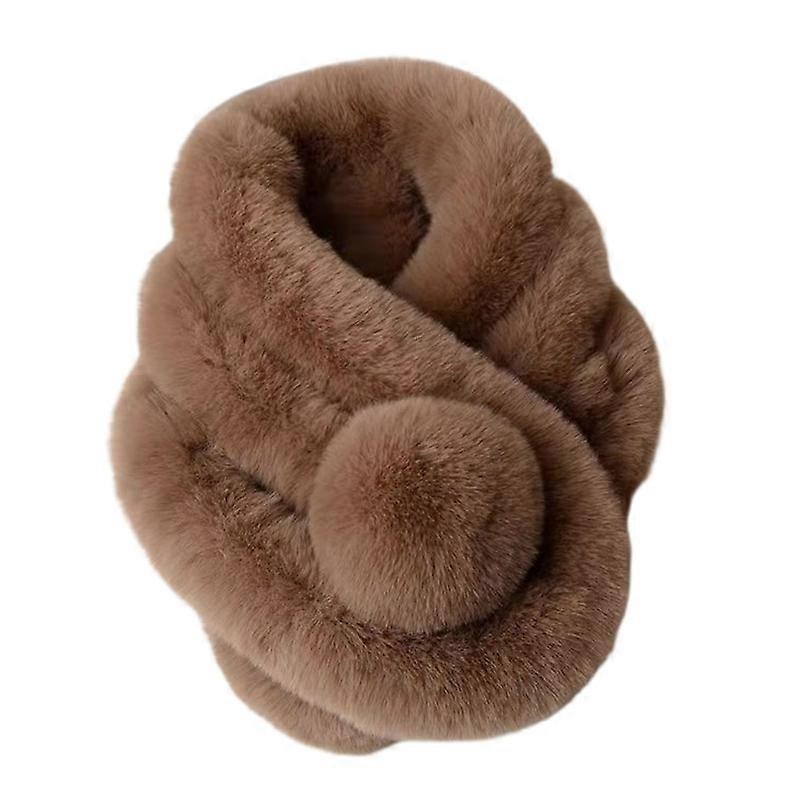 Faux Fur Solid Color Winter Scarf Plush Ball Wide Thickened Furry Scarf Wrap Fashion Accessories Qinhai | Fruugo SG
