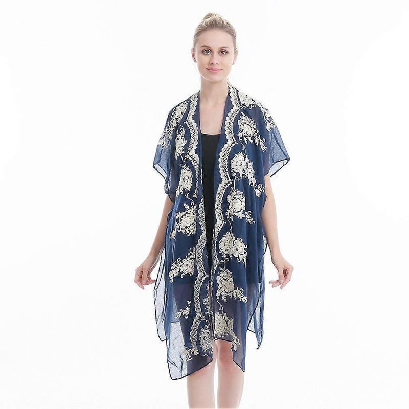 Ladies’ Silky Long Shawl Handcarft Embroidery Poncho with Sleeve for Summer | Fruugo SG