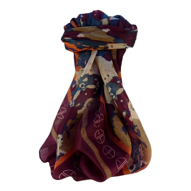 Mulberry Silk Contemporary Long Scarf Mitali Wine by Pashmina & Silk | Fruugo SG