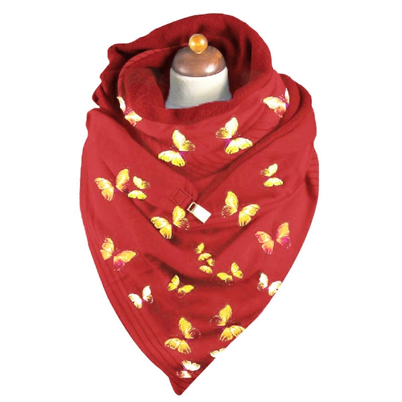 Women for Butterfly Printed Winter for Triangle Scarf with Clip Thicken Warm Button Personality Shawl Wrap Snood Cold Weather Blanket Poncho  Red | Fruugo SG