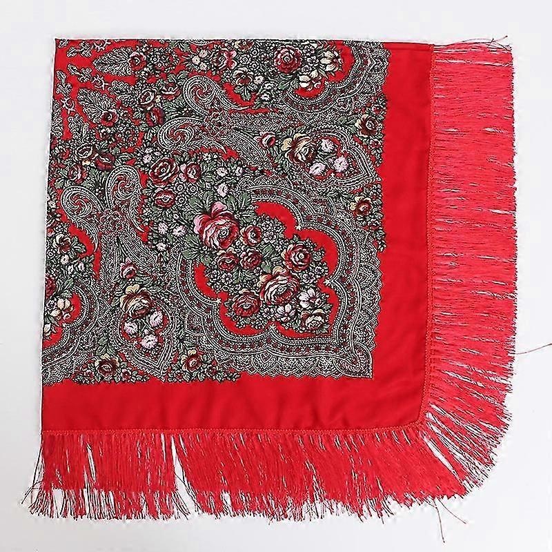 Women Large Size Russian National Square Scarf Cotton Flower Pattern Print Headscarf Wraps Ladies Retro Fringed Blanket Shawl | Fruugo SG