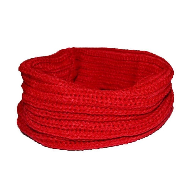 Women’s Small Knitted Scarf Warm Accessory Red Woolen Yarn Circle Knit Loop Shawl 1Pcs | Fruugo SG