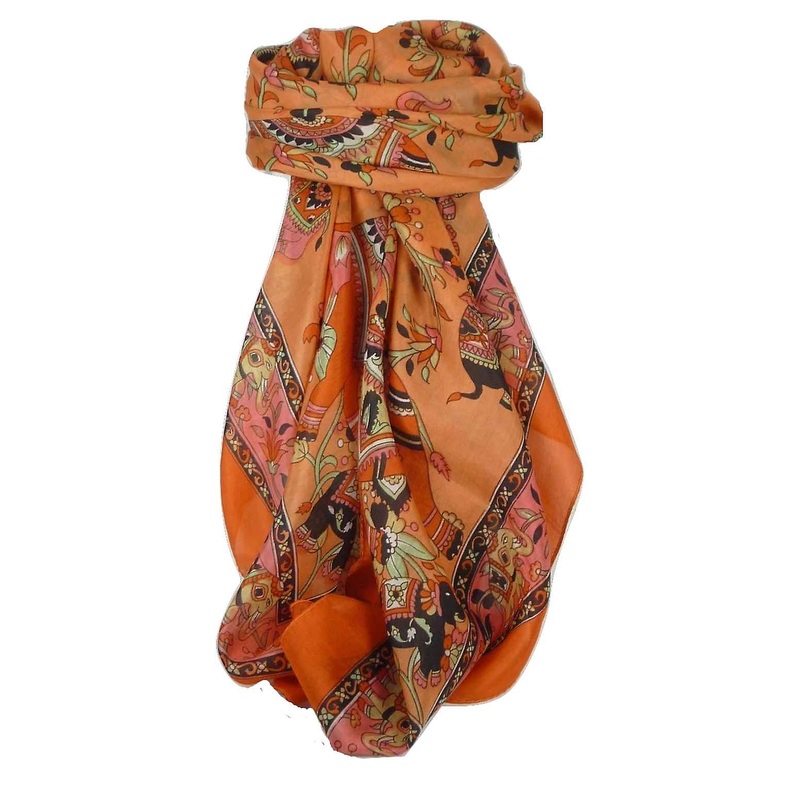 Classic Paisley Square Scarf Mulberry Silk Kakaul Marigold by Pashmina & Silk | Fruugo SG