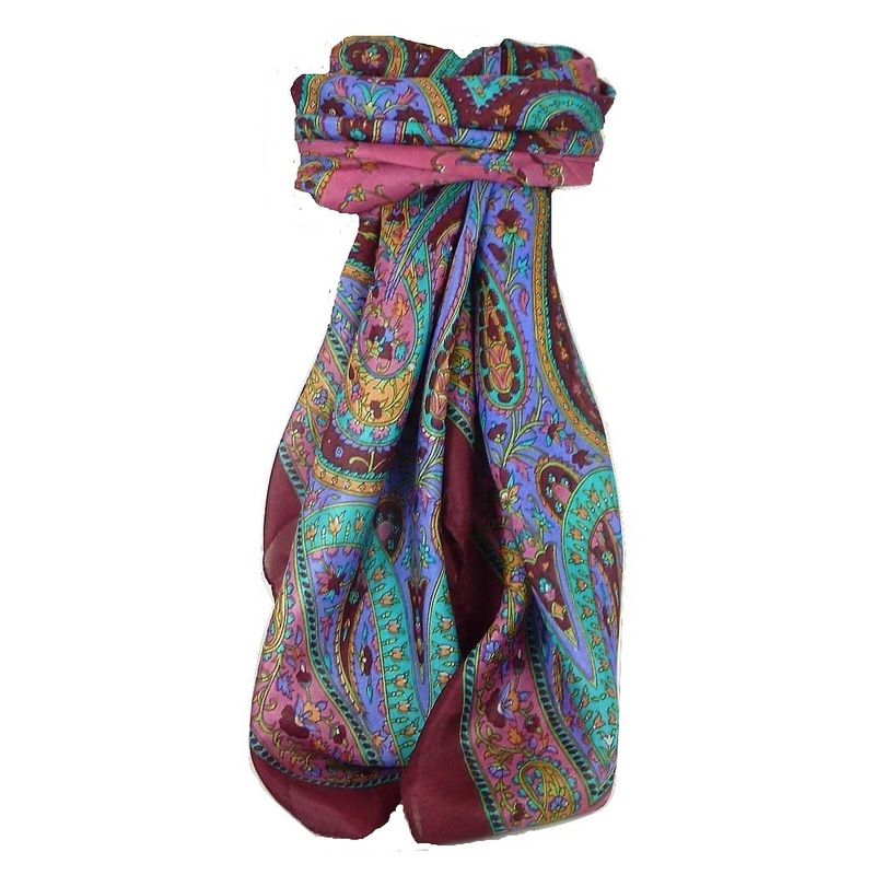 Classic Paisley Square Scarf Mulberry Silk Nori Hibiscus by Pashmina & Silk | Fruugo SG