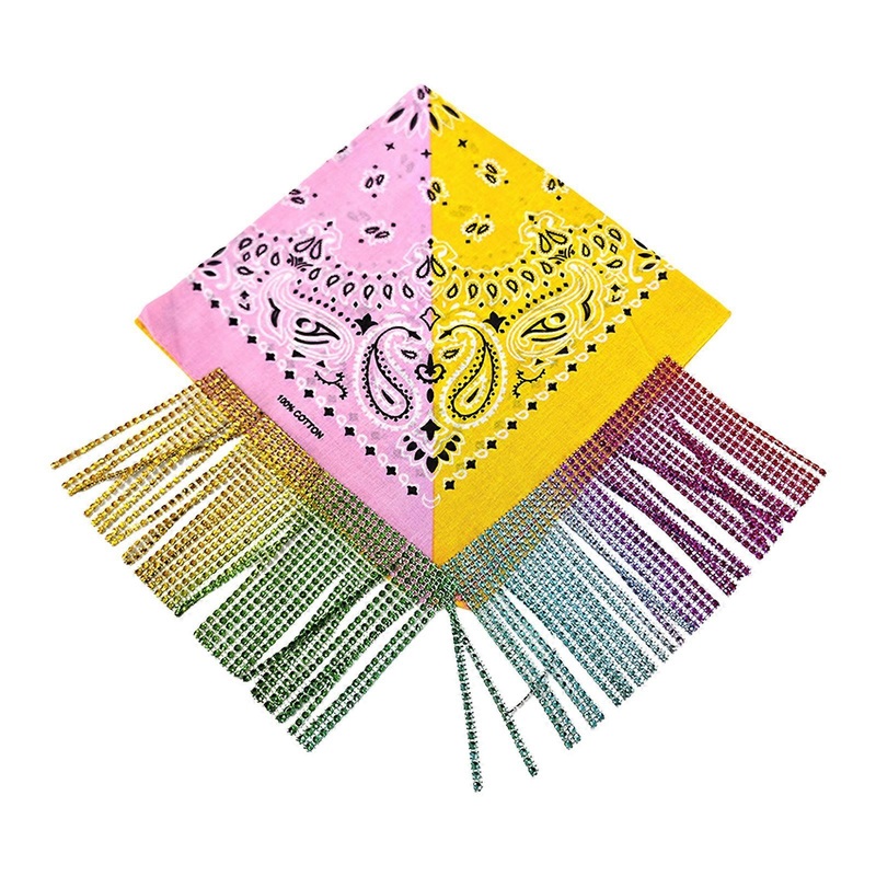 Colorful Fringed Handkerchief Cashew Skull Headscarf Hip-Hop Street Dance Scarf Dopamine Headwrap Cowboy Party Scarf  pinkyellow | Fruugo SG
