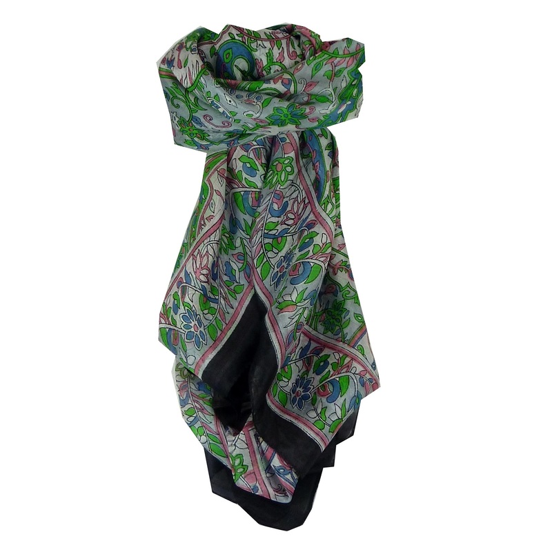 Mulberry Silk Classic Square Scarf Alisha Black by Pashmina & Silk | Fruugo SG