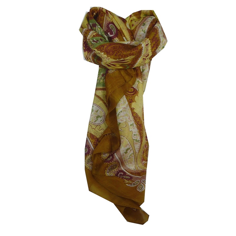 Mulberry Silk Classic Square Scarf Indore Gold by Pashmina & Silk | Fruugo SG