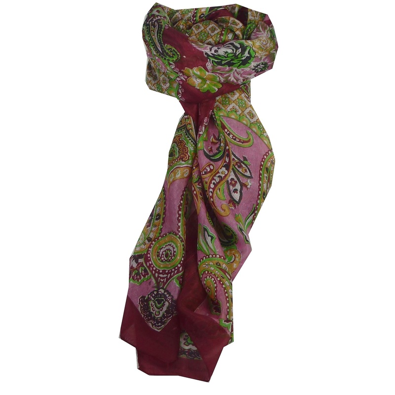Mulberry Silk Classic Square Scarf Orissa Cerise by Pashmina & Silk | Fruugo SG