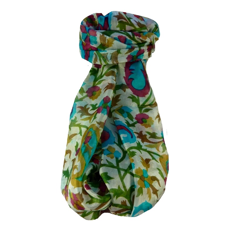 Mulberry Silk Contemporary Long Scarf Jarava Sage by Pashmina & Silk | Fruugo SG