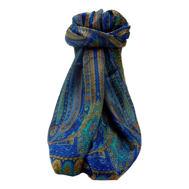 Mulberry Silk Traditional Long Scarf  Ranveer Blue by Pashmina & Silk | Fruugo SG