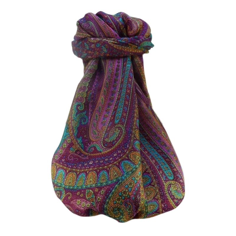 Mulberry Silk Traditional Long Scarf  Ranveer Violet by Pashmina & Silk | Fruugo SG