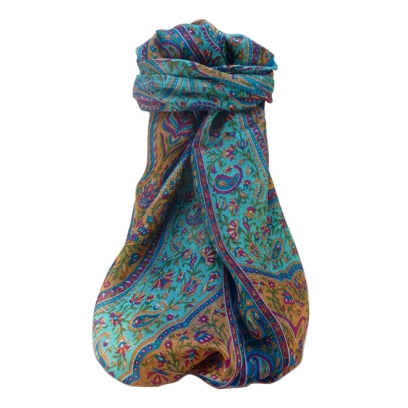 Mulberry Silk Traditional Long Scarf  Shivaji Aqua by Pashmina & Silk | Fruugo SG