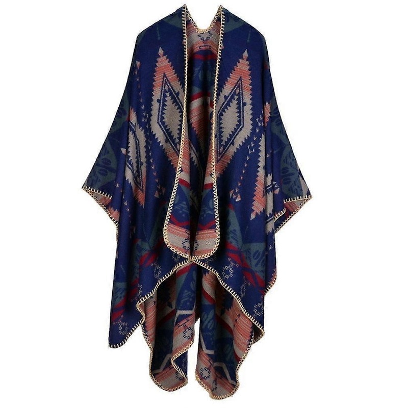 Women’s Poncho Ethnic Style Blanket Shawl Wrap Cardigan Coat Cashmere Feel with Geometric Pattern | Fruugo SG