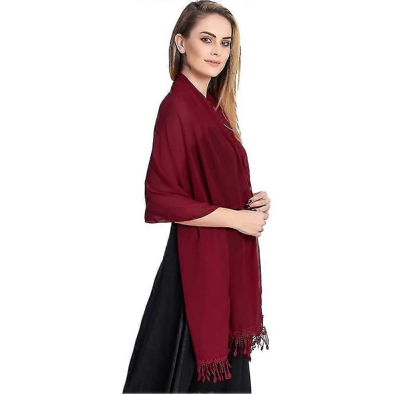 Chiffon Shawls Wraps With Lace Fringe Ladies, Soft Lightweight Pashmina Evening Dress Wedding Scarf | Fruugo SG