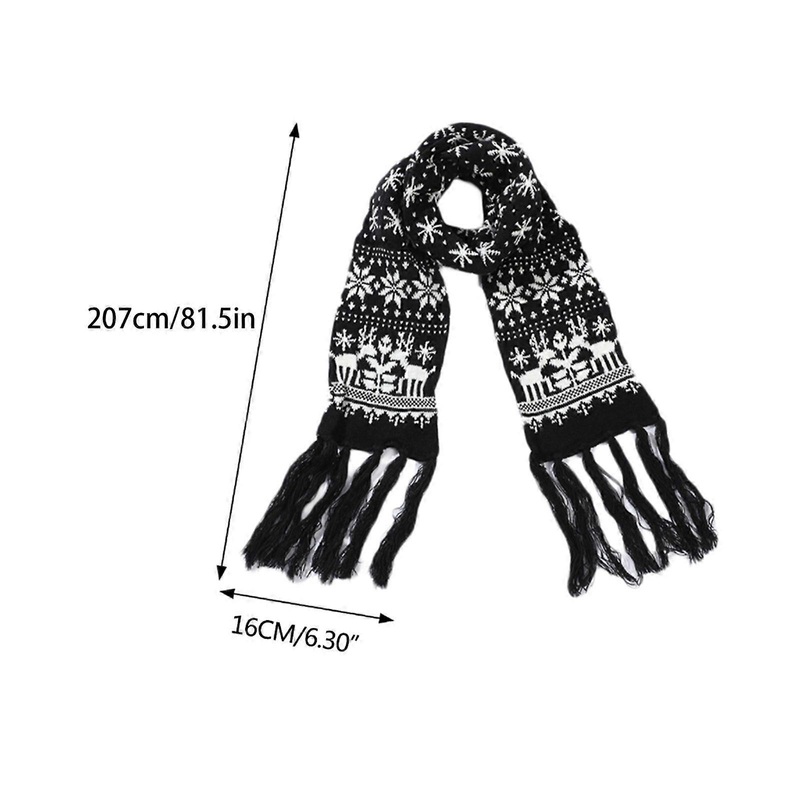 Christmas Scarf Deer Snowflake Winter Scarf For Men Cold Weather Neck Warmer Scarf Knitted Women Men Winter Scarf  White and Black [Snowflake Elk] | Fruugo SG