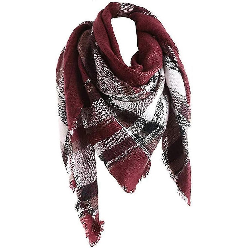 Ladies Warm Soft Knitted Scarf Checked Blanket Scarf | Fruugo SG