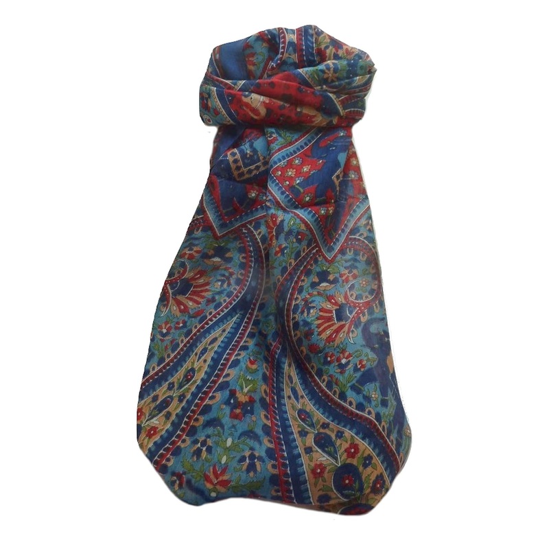 Mulberry Silk Traditional Long Scarf  Kriti Navy by Pashmina & Silk | Fruugo SG