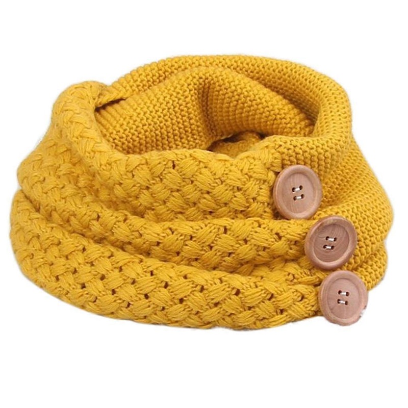 Women Winter Chunky Crochet Knit Circle Loop for Infinity Scarf with 3 Buttons Decor Solid Color Collar Neckerchief Shaw  Yellow | Fruugo SG