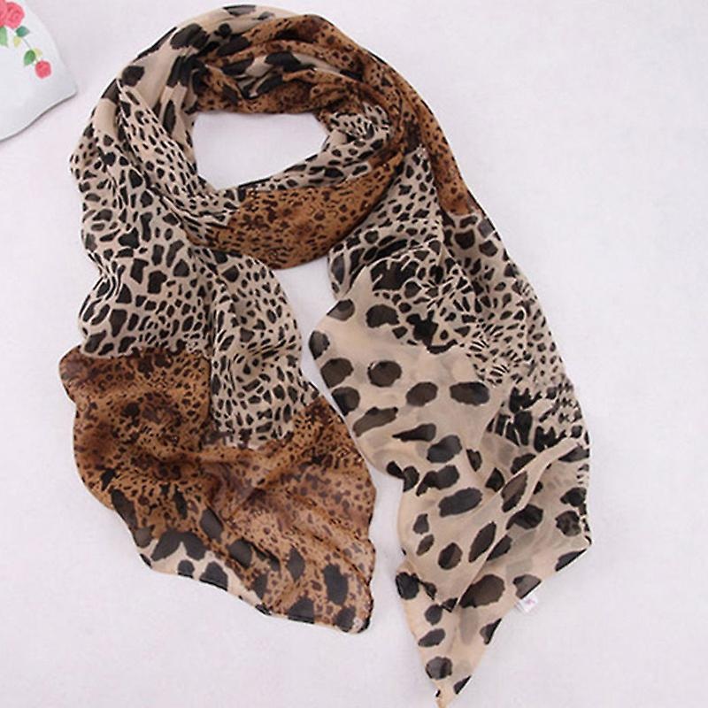 Womens Leopard Print Chiffon Scarf Long Scarves Neck Wrap Ladies Shawls | Fruugo SG