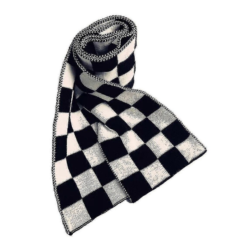 Classic Black White Checkered Plaids Grids Scarf Women Decorated Knitted Fashion Scarves Pashmina Shawl Wraps For Elegant Lady | Fruugo SG