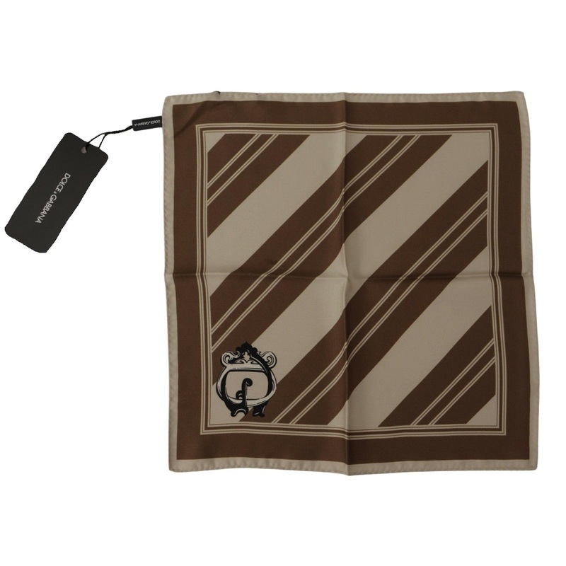 Dolce & Gabbana Brown Stripes Dg Logo Square Mens Handkerchief Scarf | Fruugo SG