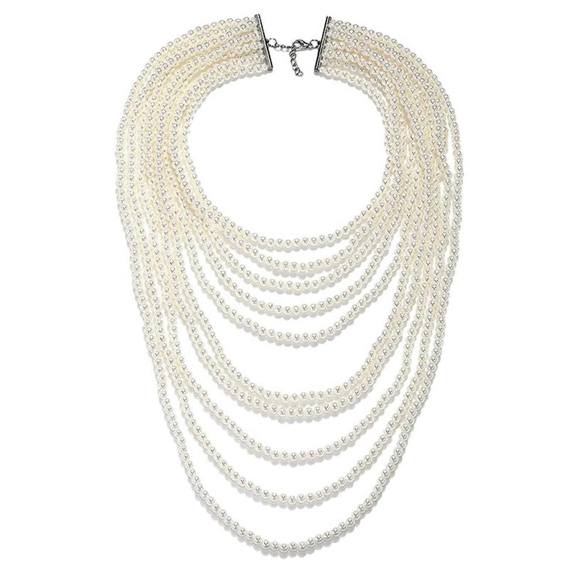 Elegant Pearls Shawl Body Chain Hand Beading Collar Necklace for Stage Shows Shoulder Neck Jewelry for Music Festival  White | Fruugo SG