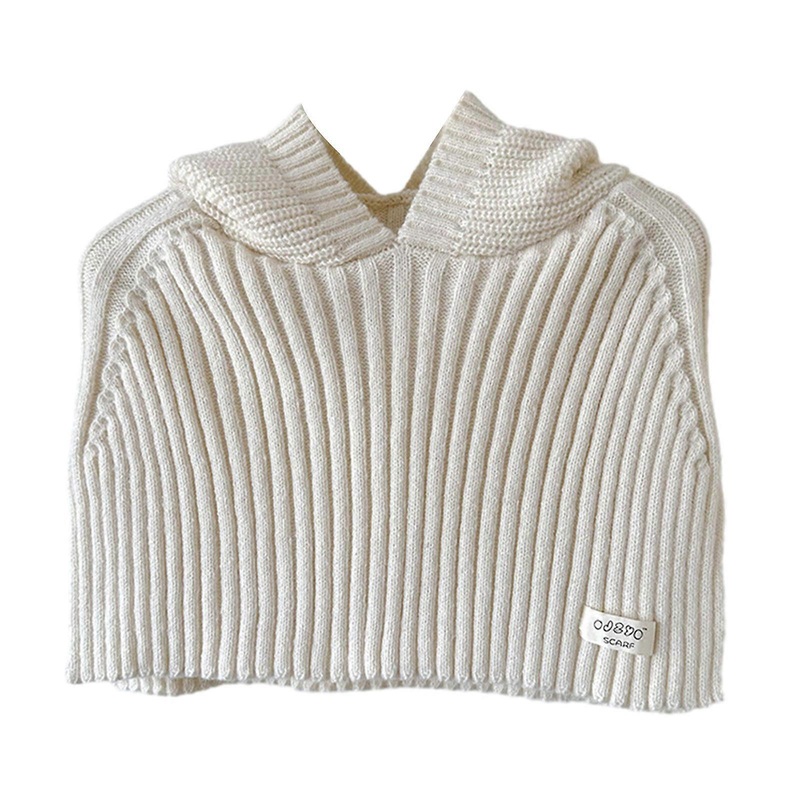 Fashion Teenager Knit Hooded Shawl Hat Women Winter Outdoor Warm Pullover Hat Scarf Students Windproof Cycling Supplies  Milky white | Fruugo SG