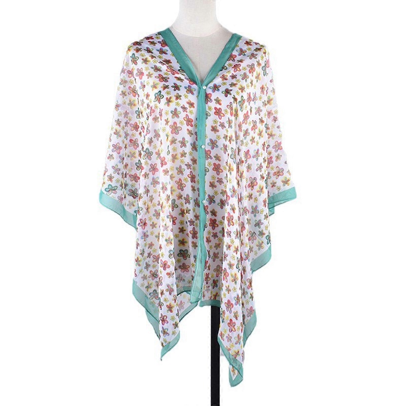 Flower Print Poncho Large Scarf for Female Sunproof Outdoor Camping Lightweight Shawl Scarf for Female Travel Wrap Body  Green | Fruugo SG