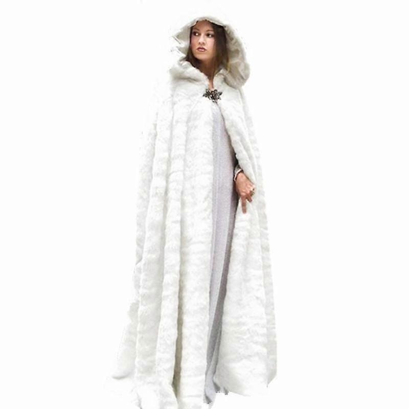 Hooded Cape Faux Fur Shawl Long Warm Poncho Show Costume for Ancient Costume Wedding | Fruugo SG