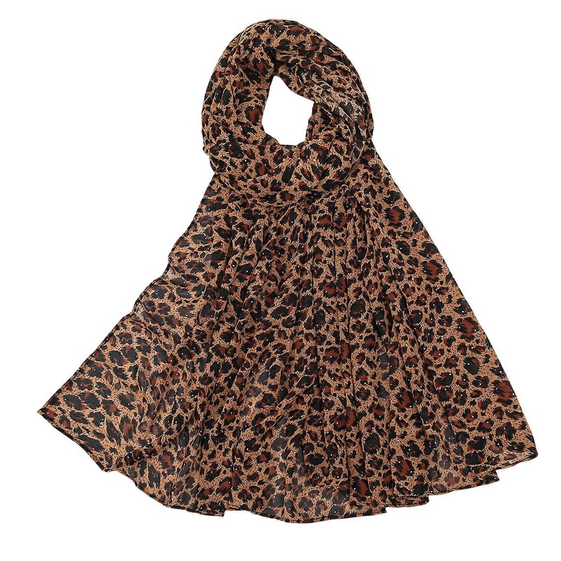 Leopard Pattern Scarf Shawl Wrap Lightweight Fabric Headcloth with Rhinestoned Embellishment Stylish Hair Ornament | Fruugo SG